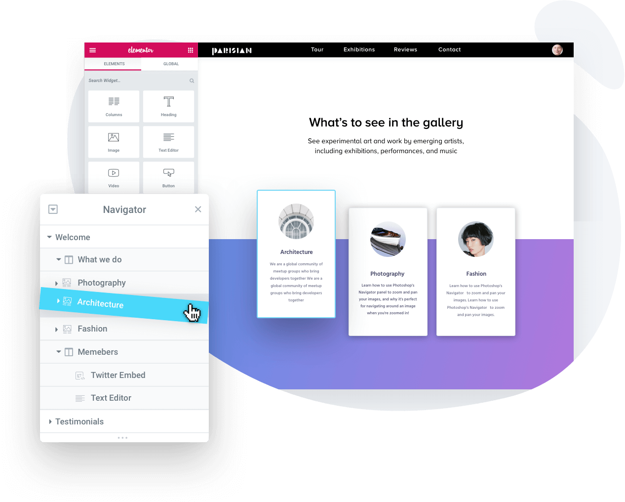 Elementor navigator panel